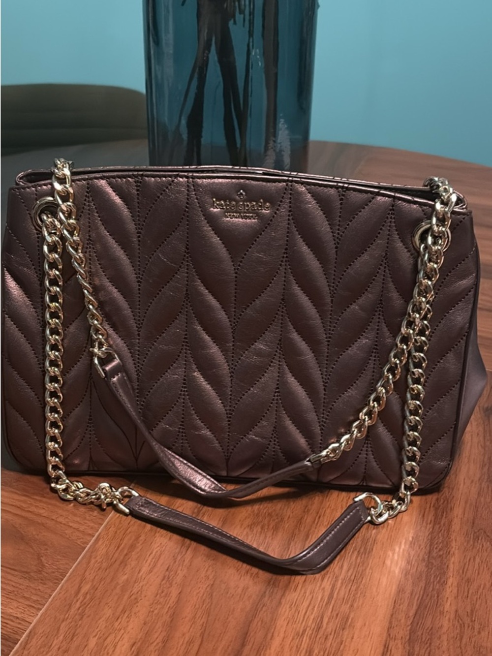 kate spade Quilted Metallic Chocolate Brown Chain-Handle Shoulder Bag